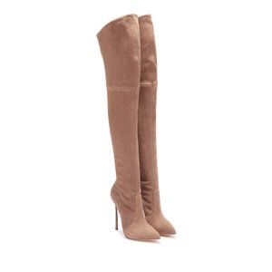 Casadei Sandstone Blade Over the Knee Boots Pearl Heel in size 37